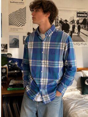 CHAPS SIZE XL SHIRT BLUE PLAID